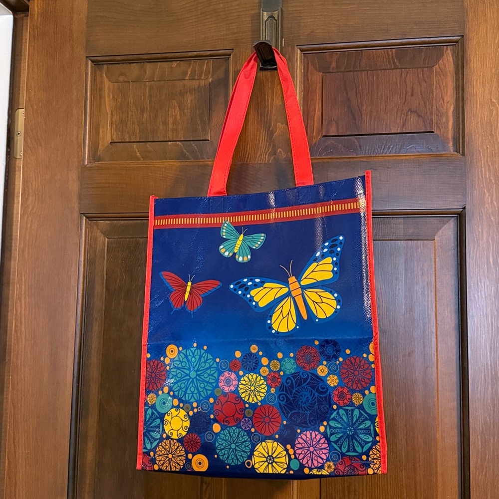 Lakota Sioux Culture tote bag butterflies and flowers NEW reusable 15”x13”x5”